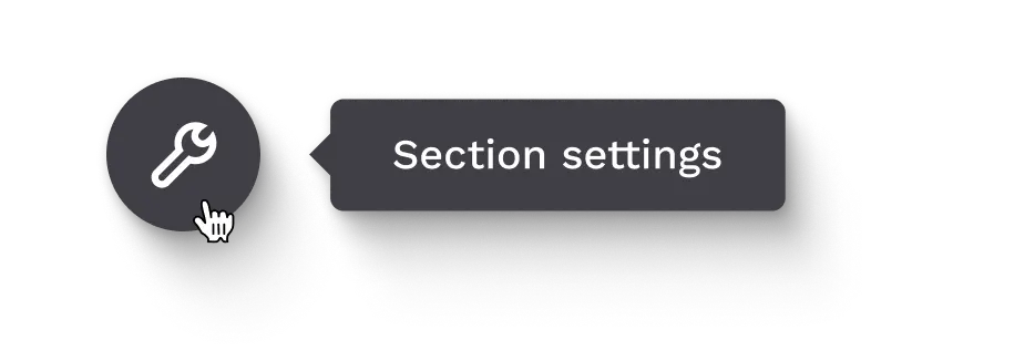 A section settings button showing what an easy to use website builder Copyfolio is.